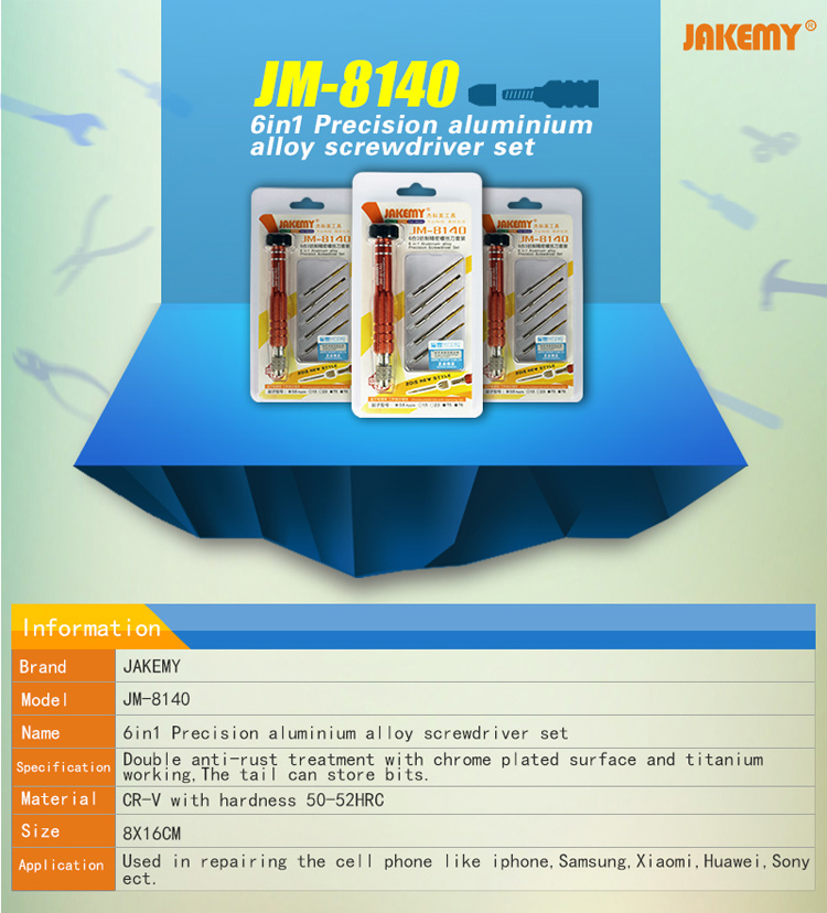 JAKEMY JM-8140 6-en-1 desmontaje profesional herramientas de apertura de reparación para Smartphone-2