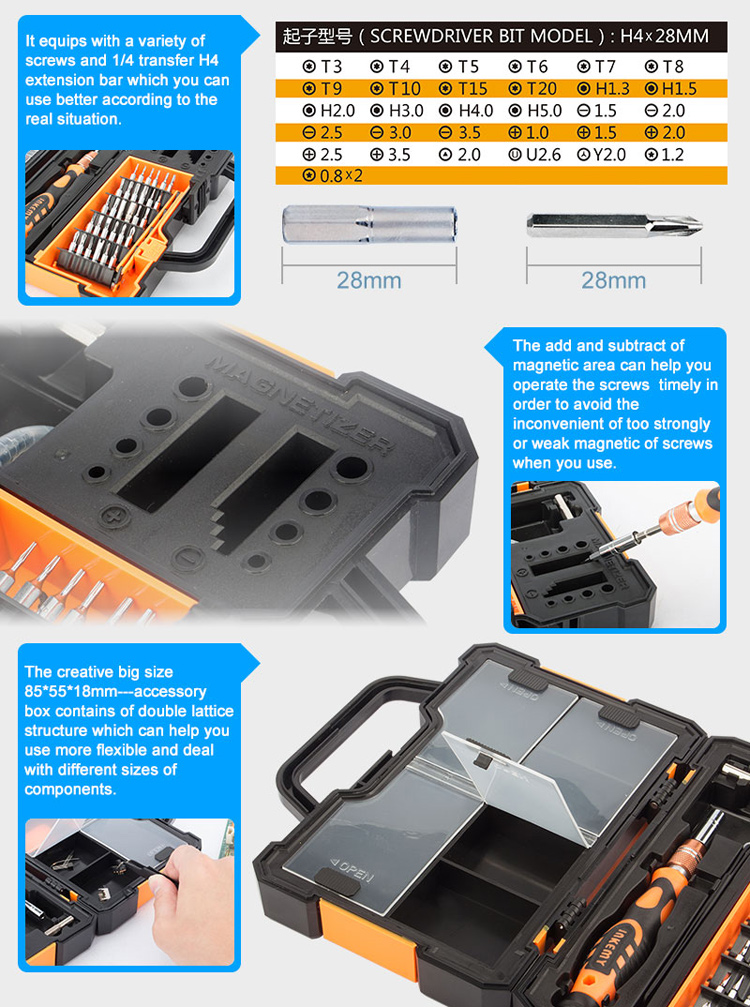 JAKEMY 44 in 1 Professional Precise Screwdriver Set Repair Tool Kit JM-8152-3