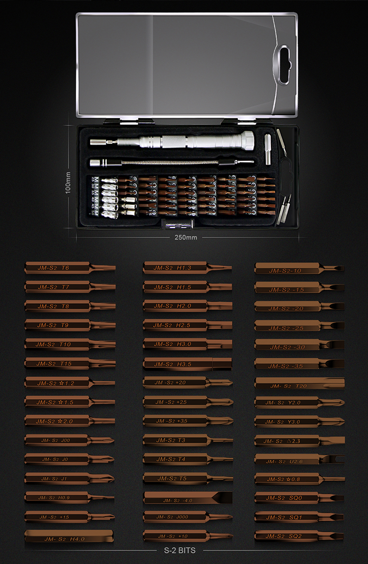 Jakemy JM-8166 61-in-1 Multifunción Precisión Bits S2 Kits de Herramientas