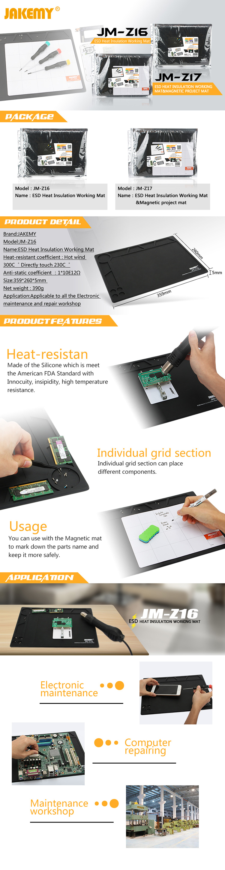 JAKEMY JM-Z16 ESD Heat Insulation Working Mat-1