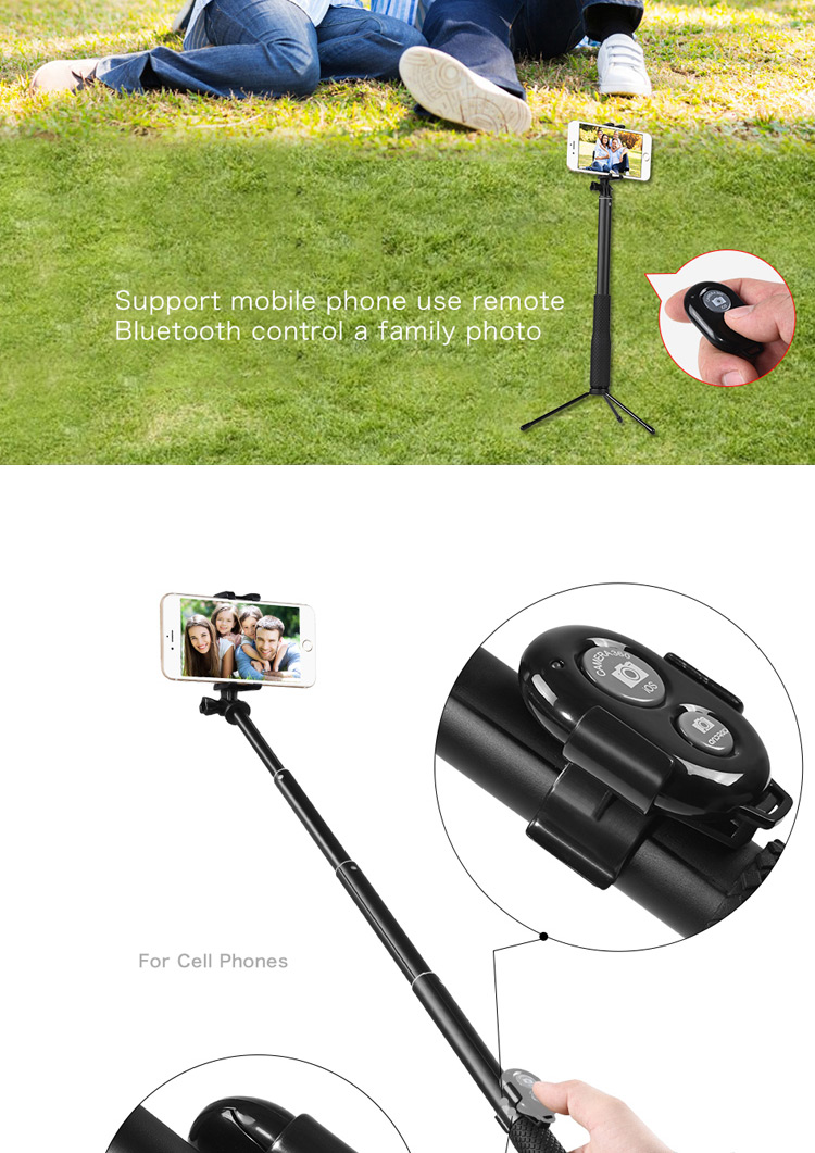 Handheld Selfie Stick Monópodo Extensible Con Control Remoto y Trípode de Bopro Para el Teléfono Celular de la Cámara GoPro - Azul