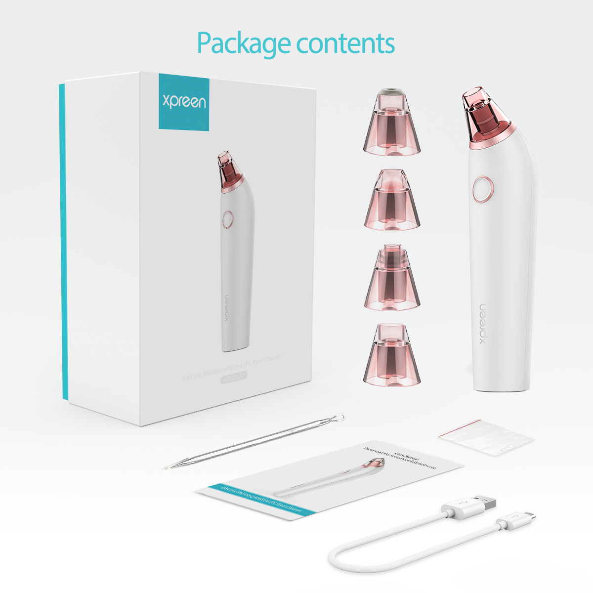 XPREEN XPRE027W Limpiador De Poros Recargable Microcristalino IPL Comedo Removedor Extractor De Espinillas-9