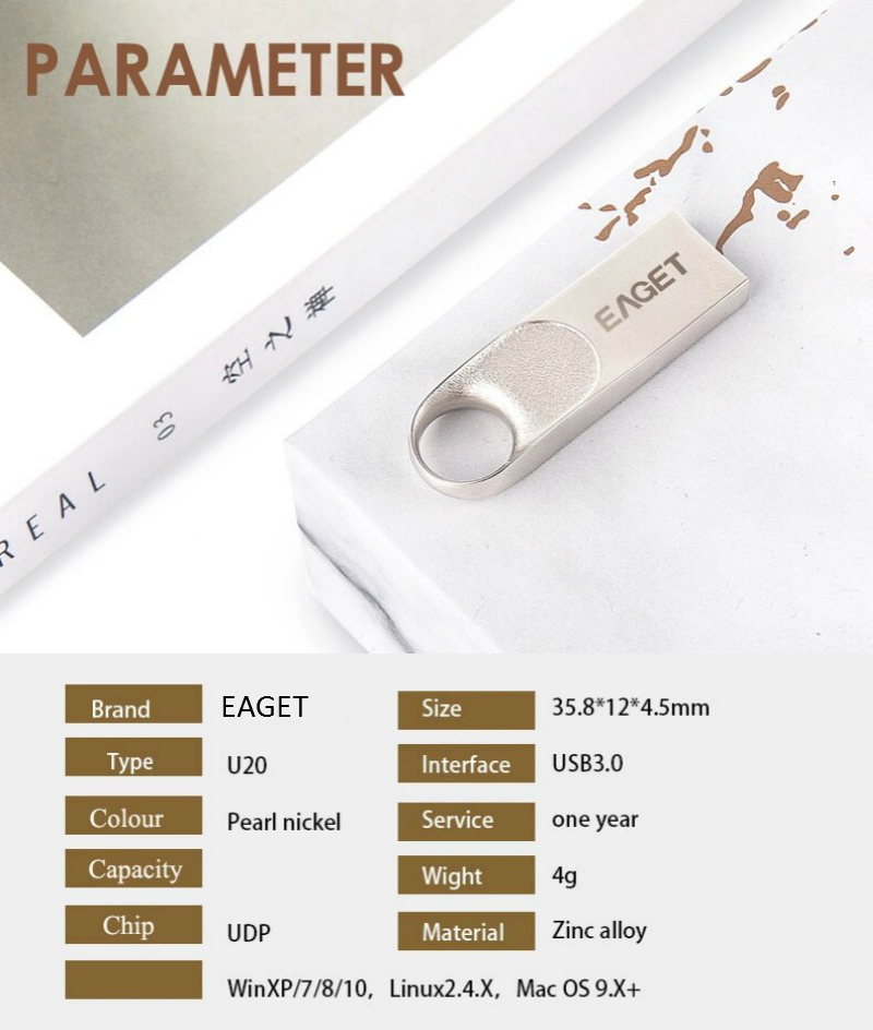 EAGET U20 USB3.0 Flash Drive High Speed Memory Stick Mini U Disk 128GB-10