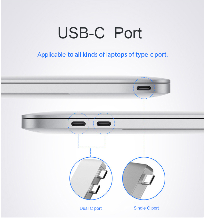 Dual USB-C Hub Type-c a Thunderbolt 3 + Type-C + 4K HDMI + USB 3.0 x 2 + SD + Adattatore Del Lettore di Schede MicroSD - Grigio Scuro