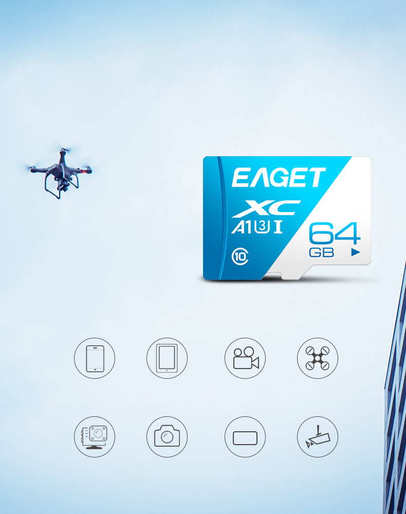 EAGET T1 Micro SD Classe 10 64 gb Cartão de Memória Cartão TF High Sped