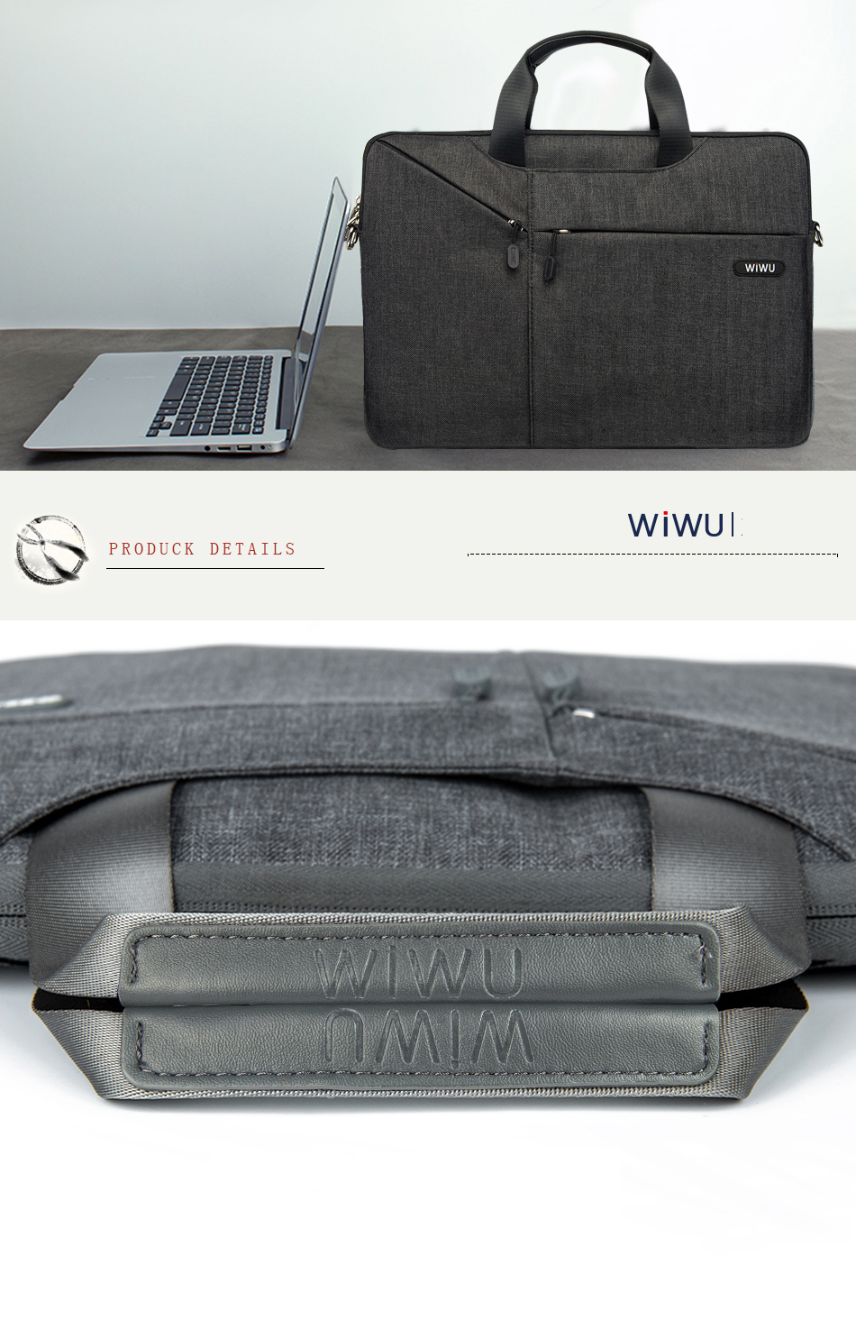 Bolsa de Transporte à Prova de Choques à Prova D'água Wiwu Para Laptops de Notebooks de 17,3 Polegadas Macbook - Preto