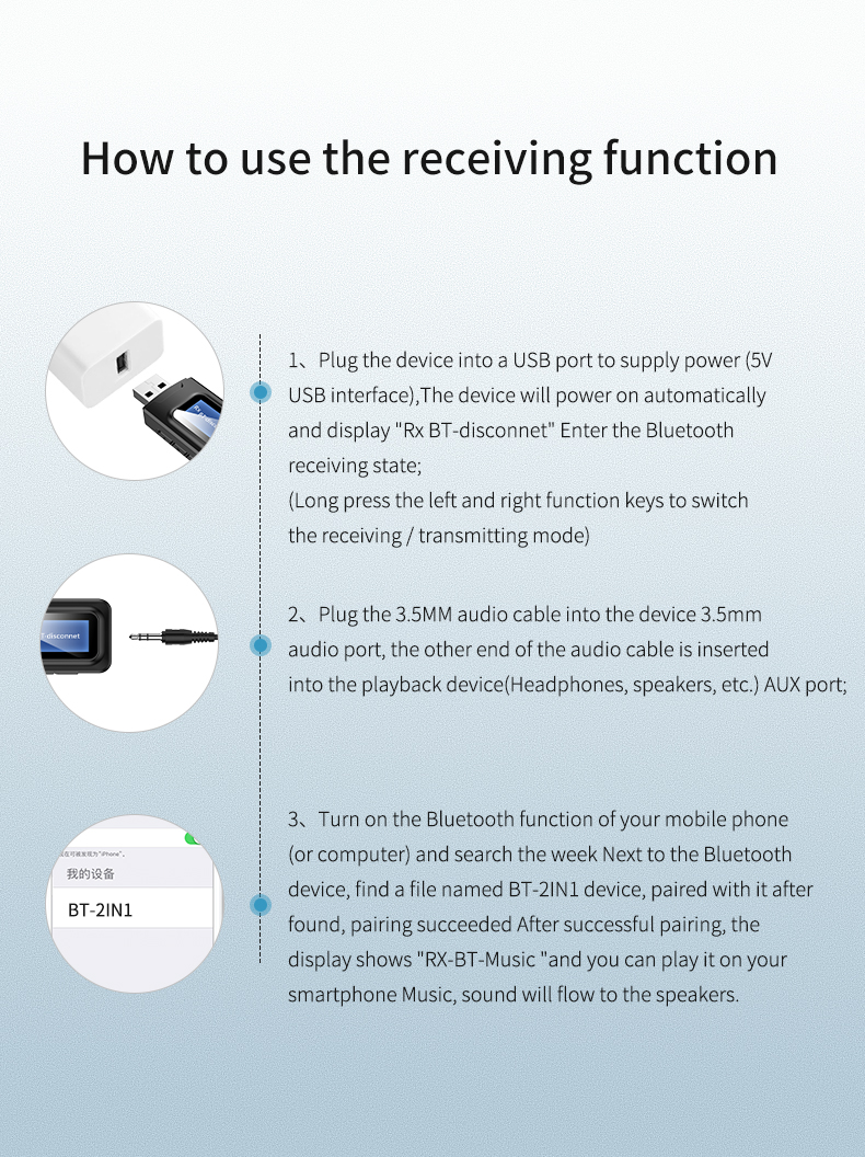 WBT201 Bluetooth 5.0 Adaptador 2 En 1 Receptor De Transmisor De Audio Con Pantalla LCD