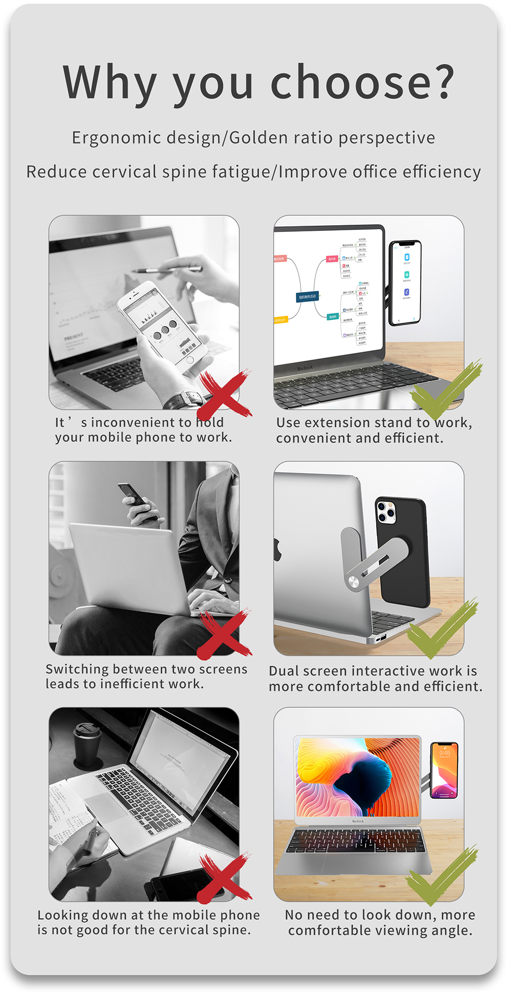 R-just in Alluminio in Lega Cellulare Staffa Staffico Per Laptop Stand di Espansione