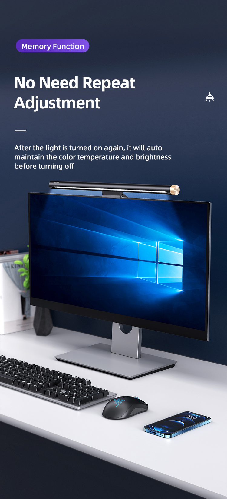 USAMS US-ZB224 Gaming Computer Screen LED Bar Desk Lamp Table 5