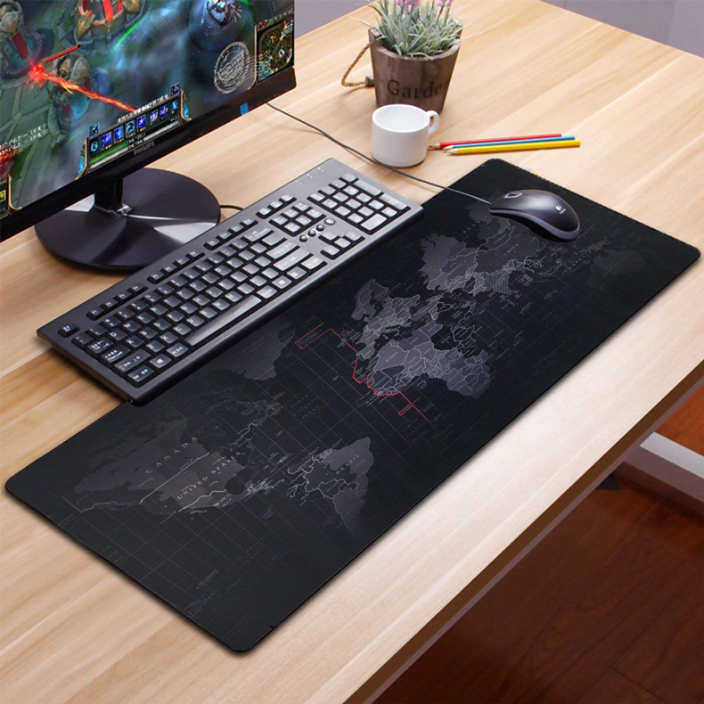 Padrão do Mapa Mundial RGB Luminous Mouse Pad Grande Teclado Para Jogos de Teclado Mat de Mesa de Deslizamento Mat 800 x 300mm