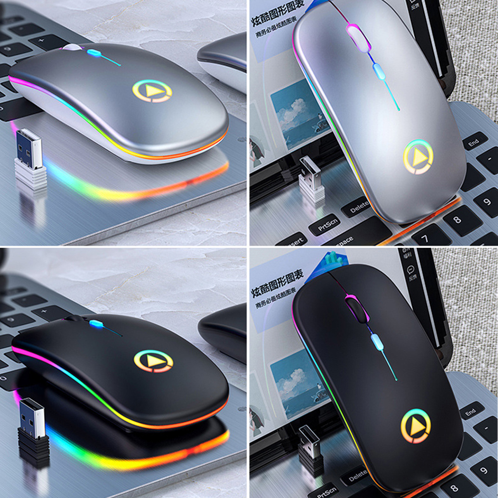 A2 Recarregável Mouse Sem Fio Silencioso DPI 16000 Ergonomia Óptica Para Jogos Laptop de Computador PC Office - Prata