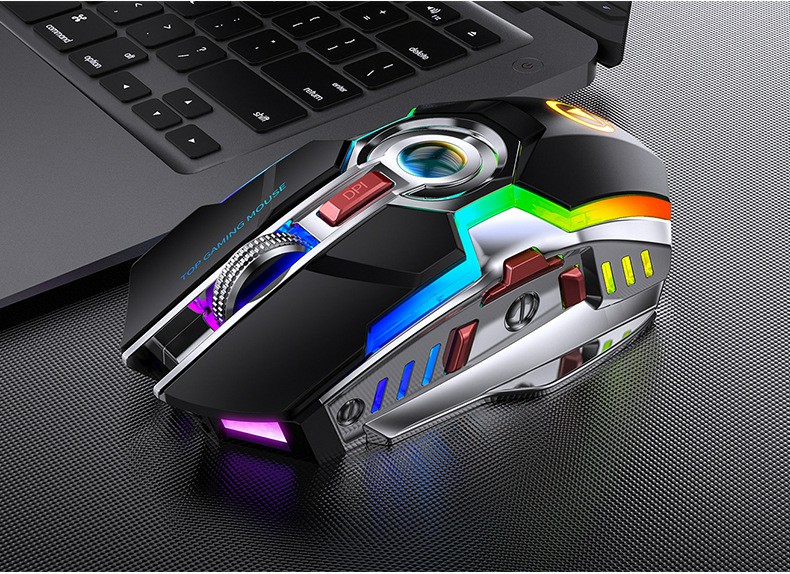 A5 Stille USB -wiederaufladbare Drahtlose Gaming -maus Mit RGB -hintergrundbeleuchtung Für Den Laptop -desktop -pc - Schwarz