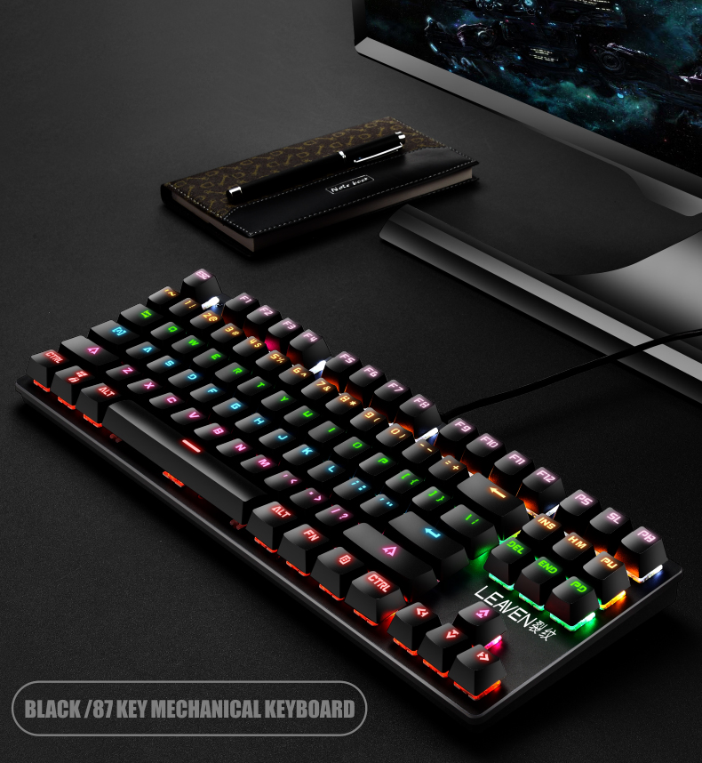 Clavier de Jeu Mécanique de Commutateur Bleu Wolf K550 87 Keys - le Noir