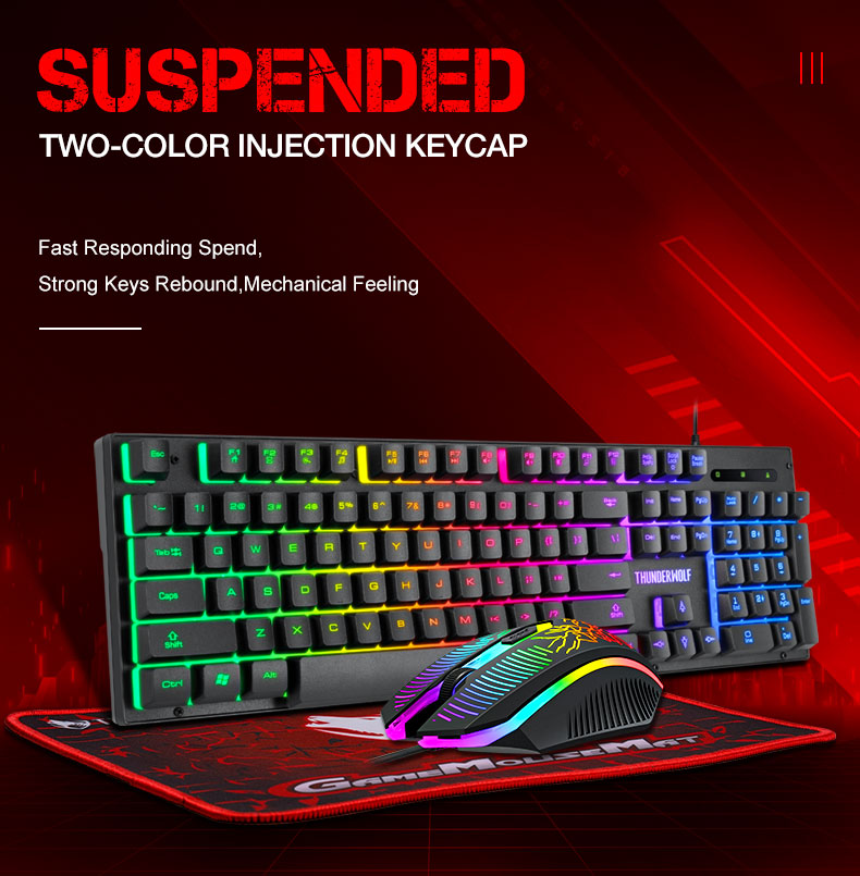 T-wolf T31 Wired 104 Tasten Backligit Gaming-tastatur + Maus + Anti-slip-maus-pad Combo