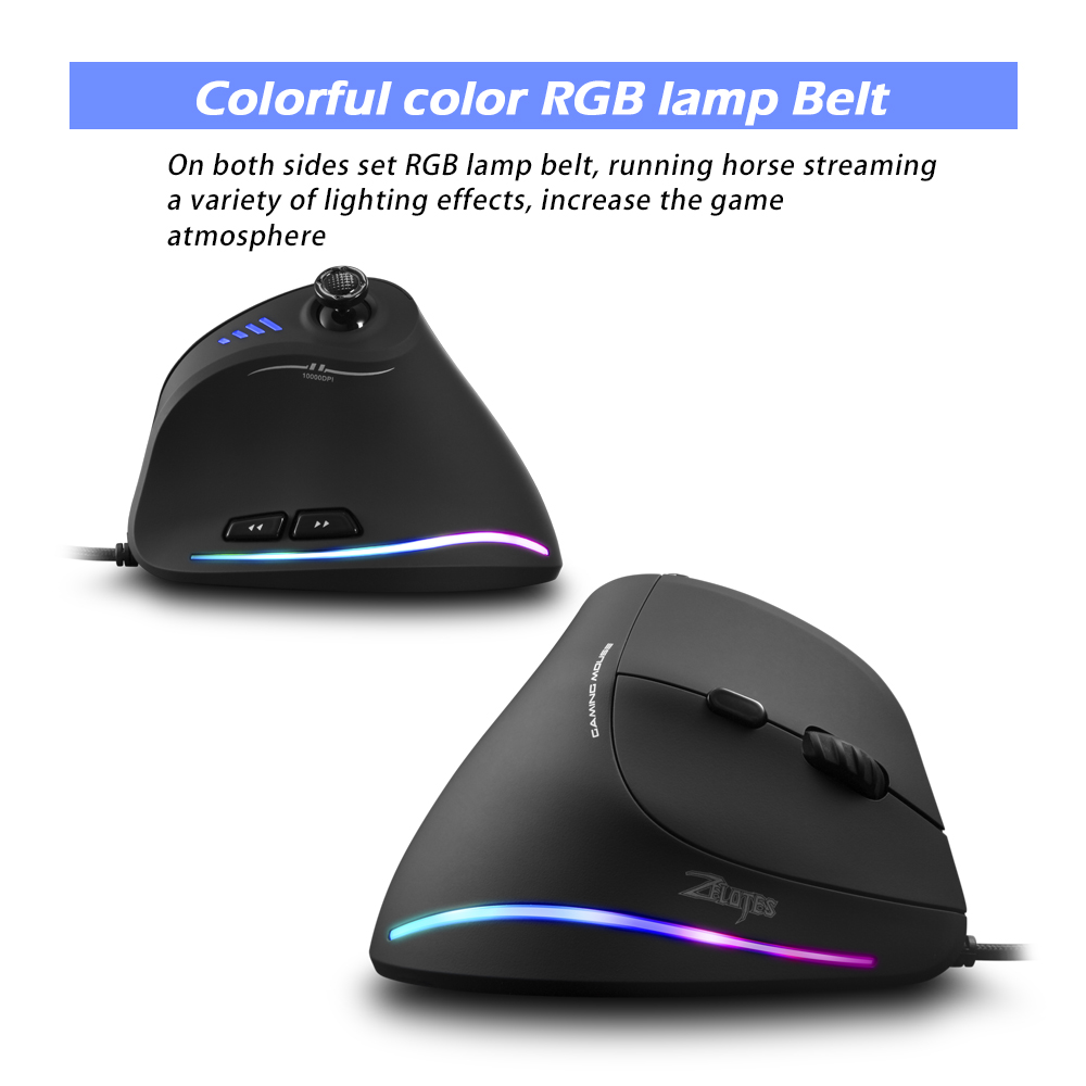 ZELOTES C18 Vertical Wired Game Mouse 10000DPI Adjustable Optical ...