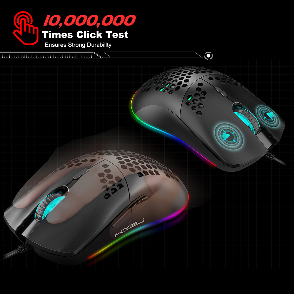 HXSJ J900 RGB Lighting Honeycomb Holow Programmable Gaming Mouse