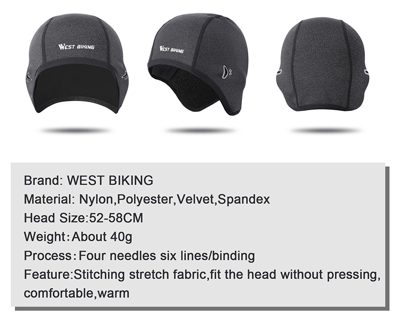 West Biking Inverno Fleece Ciclismo Caps Ao Ar Livre Chapéu De Esportes Headwear Térmica À Prova De Vento [homens] - Preto