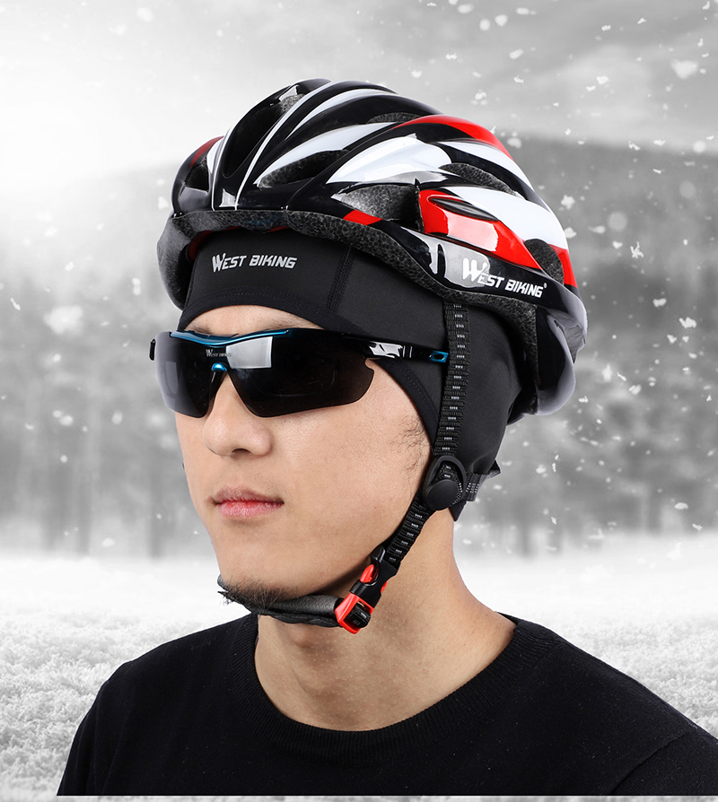 West Biking Inverno Fleece Ciclismo Caps Ao Ar Livre Chapéu De Esportes Headwear Térmica À Prova De Vento [homens] - Preto