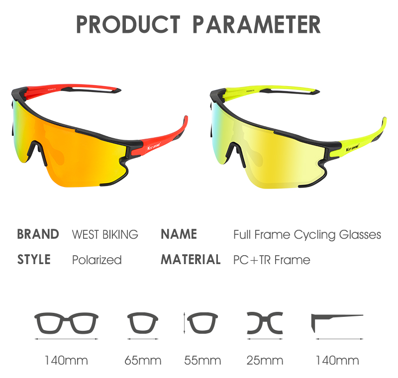 West Verging Sports Extérieurs Polarized Sunglasses Running Wriper Cycling Sunglasses Pour Hommes / Femmes - Rouge