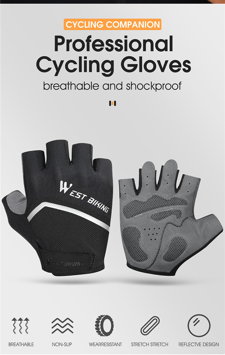 Biking Occidental 1 Pareja Ciclismo Ciclismo Medio Dedo Guantes Transpirable Choque A Prueba De Golpes Guantes Antideslizantes - Rojo / Xl