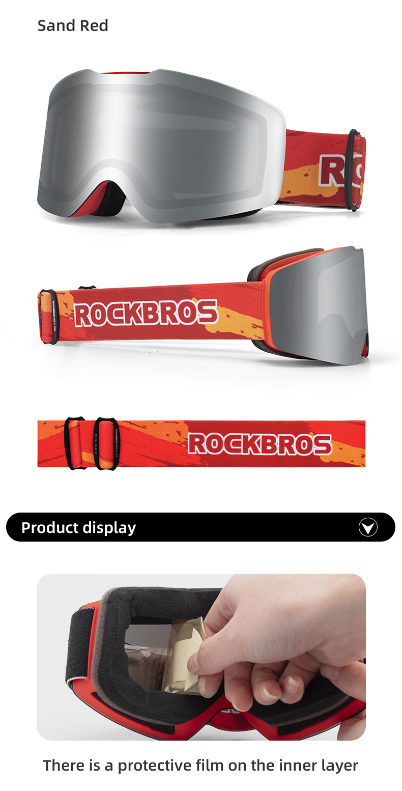ROCKBROS Ski Goggles Double Anti-fog Lens Wind-proof Bicycle Outdoor Sports Glasses for Man and Women-10