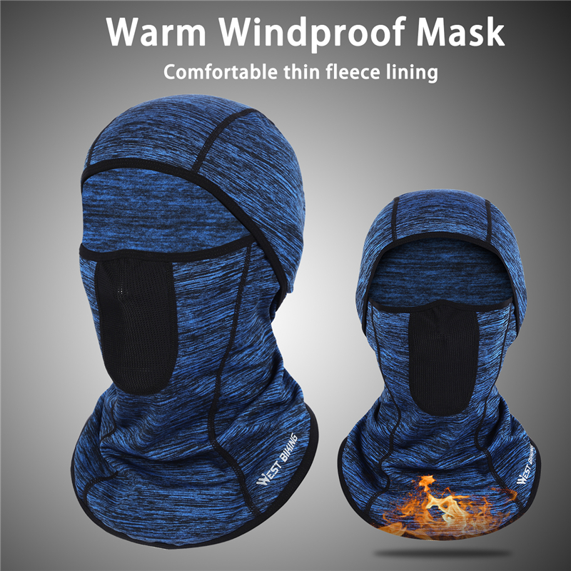 West Biking Inverno Térmico Térmico Fleime Máscara De Rosto De Ciclismo Headgear À Prova De Vento À Prova De Vento Esportes Máscara De Esportes - Azul