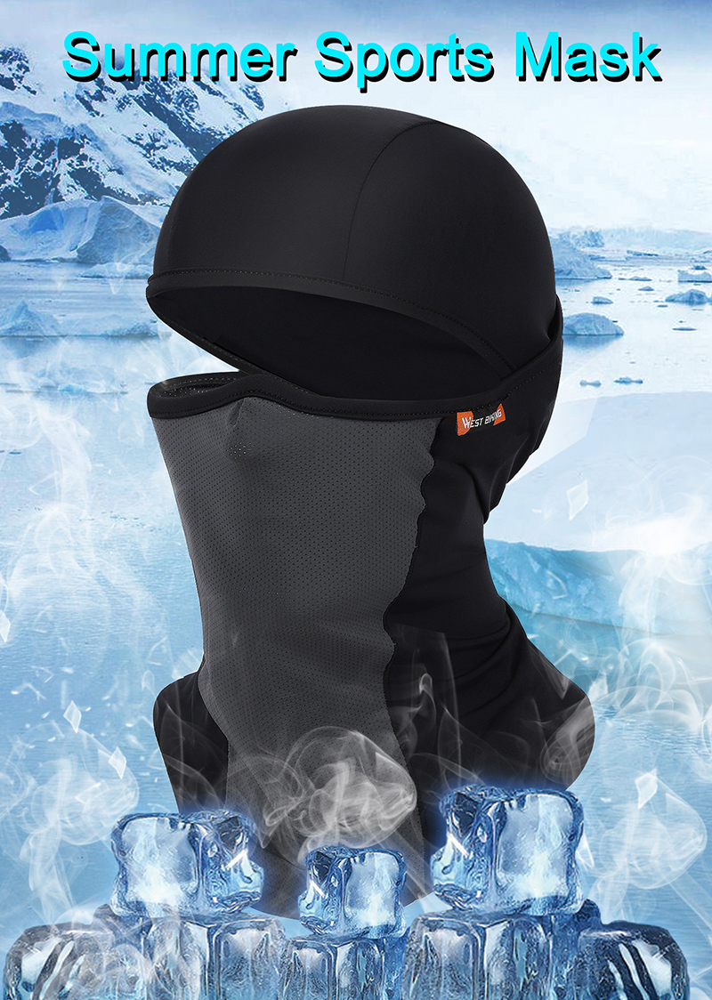 West Bike Unisex Ice Silk Proteção Full Sunscreen Máscara Scarf Verão Ao Ar Livre Esportes Headgear - Preto