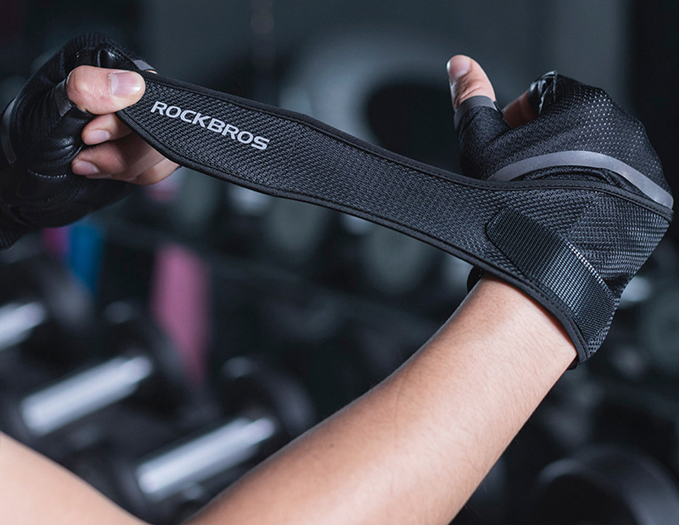 Rockbros S172 um Par de Luvas de Ciclismo Com Meios de Dedo Luvas de Treino Acolchoadas Para Fitness Fisichanding - Tamanho: Xxl