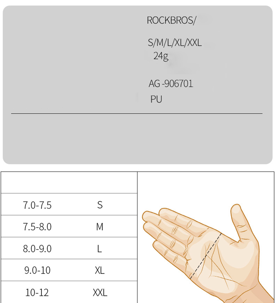 Rockbros S172 um Par de Luvas de Ciclismo Com Meios de Dedo Luvas de Treino Acolchoadas Para Fitness Fisichanding - Tamanho: Xxl