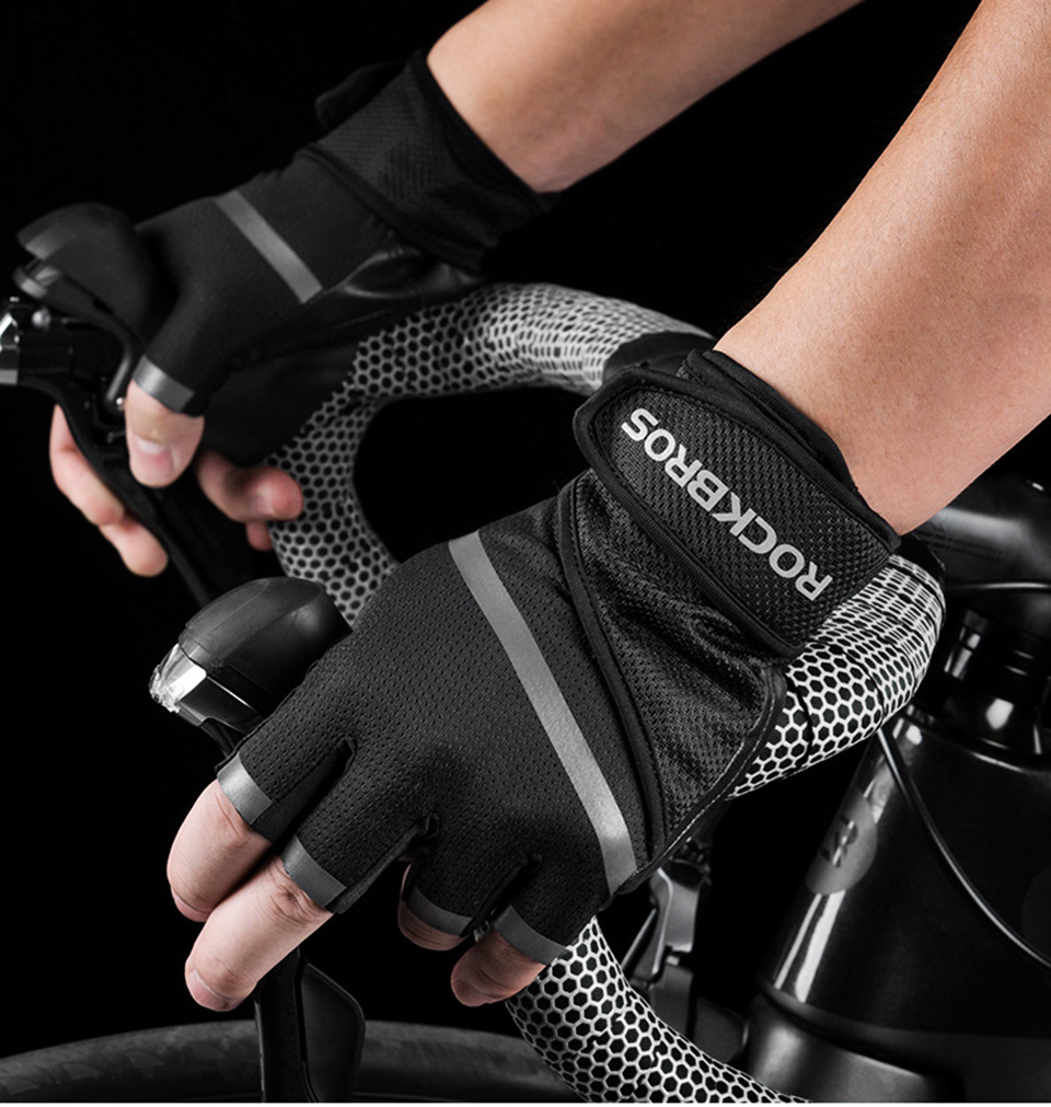 Rockbros S172 um Par de Luvas de Ciclismo Com Meios de Dedo Luvas de Treino Acolchoadas Para Fitness Fisichanding - Tamanho: Xxl