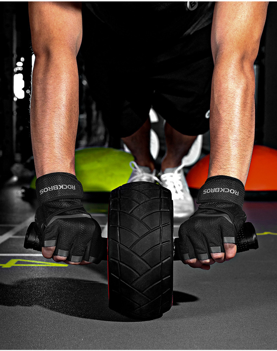 Rockbros S172 Ein Paar Halbfinger -radsporthandschuhe Gepolsterte Trainingshandschuhe Für Fitness Bodybuilding - Größe: Xxl