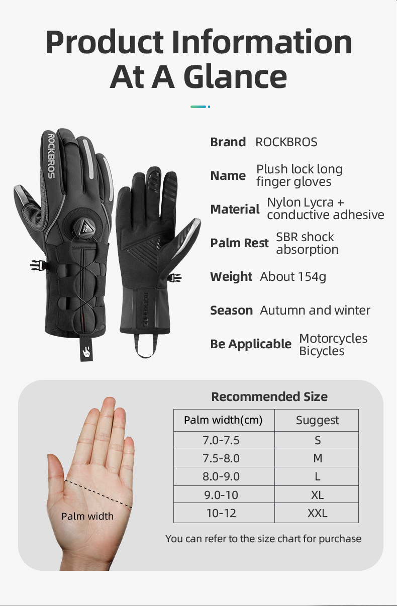 Rockbros S212BK One Paire Gants à Écran Tactile à Cyclisme Gants de Vélo MTB Réfléchis - Taille: XL