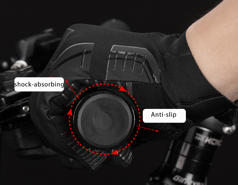 Rockbros S208BK un Par Guantes de Pantalla Táctil Resistente al Agua Guantes de Ciclismo Completo Que Absorbe el Ciclismo - Tamaño: Xxl