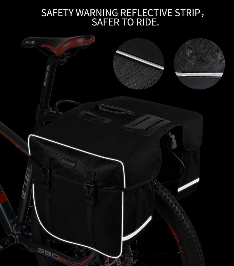 West Bicking 30L Bicicleta Bolsa de Tronco MTB Bike Bike Bacha Impermeável Ciclismo Double Lateral Traseiro Balurga de Bagagem de Bancos de Bancos de Assento de Cauda Pannier