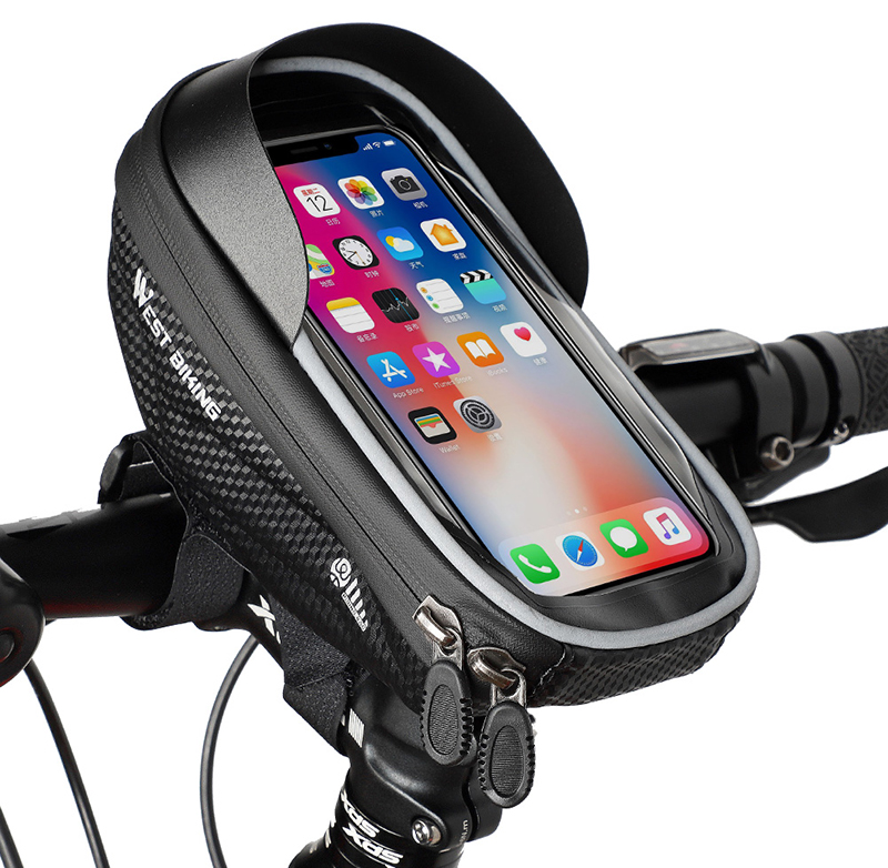 West-Radfahrrad Fahrradtasche Wasserdichtes Fahrrad Telefon Mount Tasche Frontrahmen Top Tube-Lenker-Tasche Mit Touchscreen-Halter-Fall Für Telefone