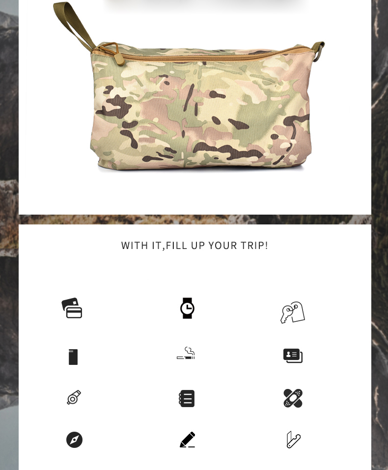 Sac De Rangement Tactique Multifonctionnel Extérieur De Voyage Sac D'embrayage Petit Sac À Main, Taille: Petit - Camouflage