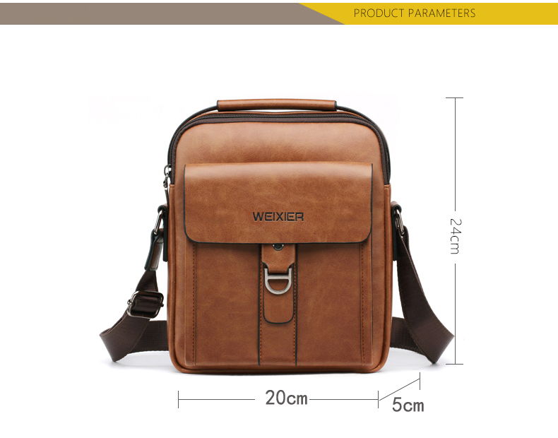 Weixier 8606 Hombres Casual PU Cuero Multi-Bolsets Crossbody Bolsa De Hombro - Negro