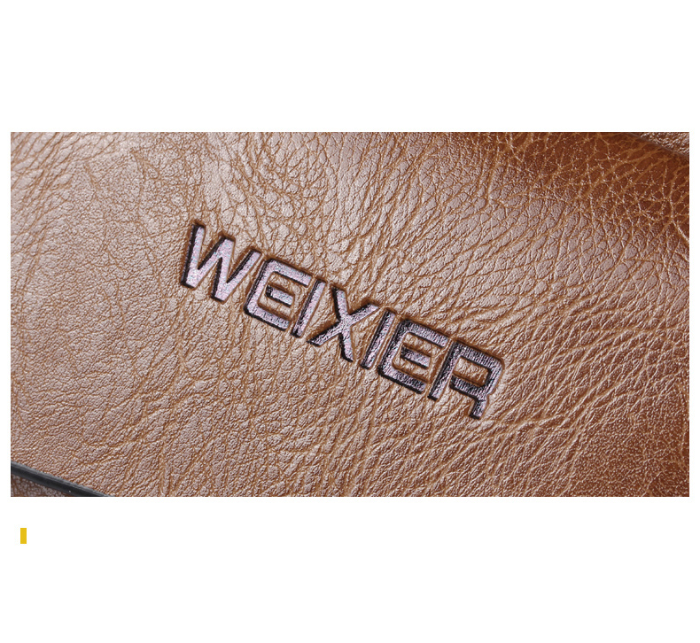 Weixier 8602 Fashion Men PU Leather Multi Pockets Crossbody Single Shoulder Bags - Marrón Claro