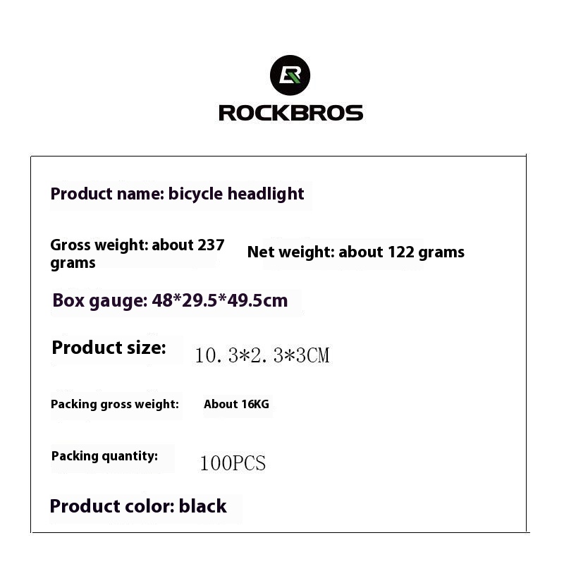 Rockbros YQ-QD400LM Bike Alto Brillo Luz Delantera Ciclismo Alta Luz de Luz USB Cargo Impermeable Luz al Aire Libre