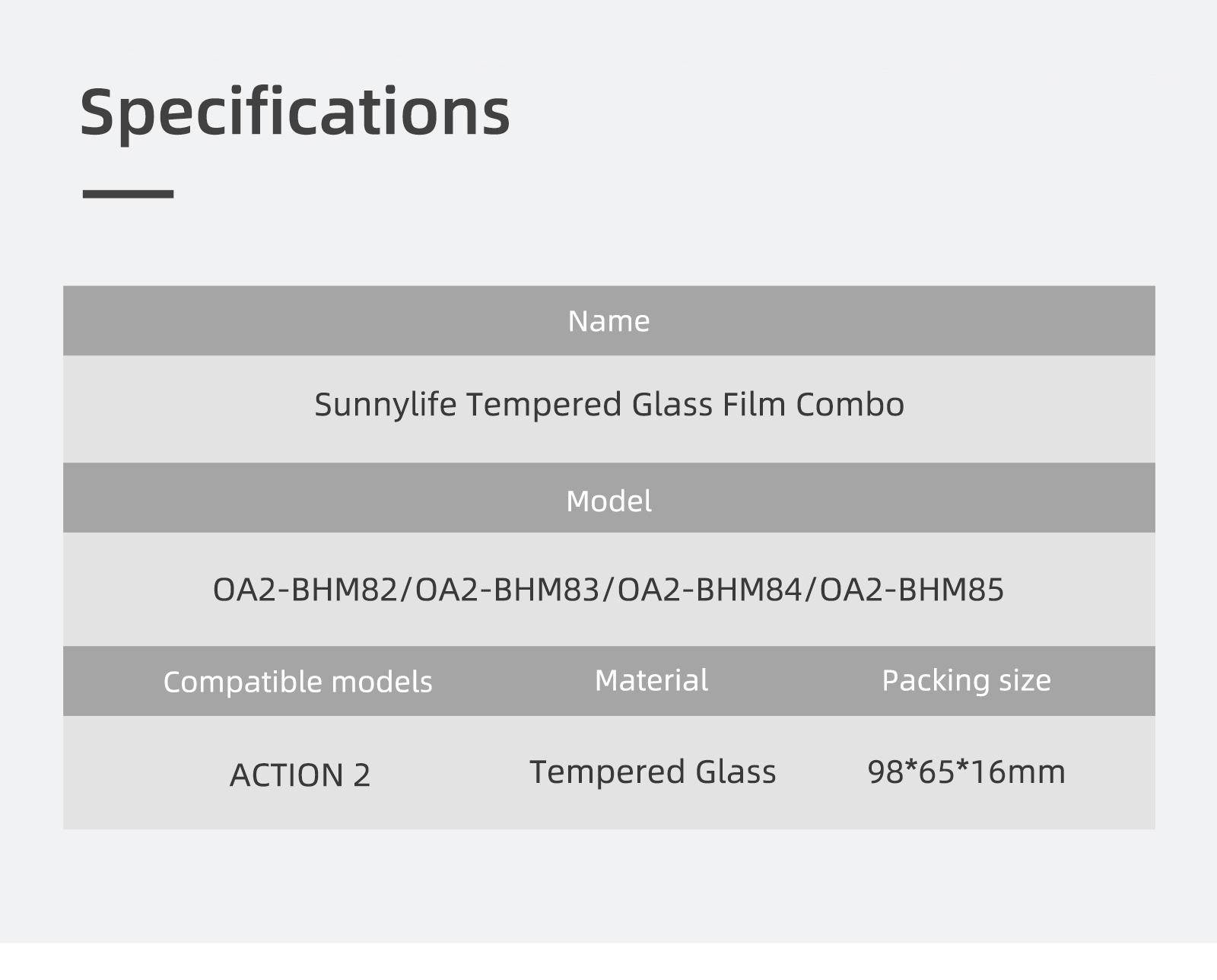 SUNNYLIFE BHM83 1set Écran à L'épreuve Des Rayures + Protecteur de L'objectif Anti-fingerprint Temperred Glass Screners Protector For DJI Action 2 (version à Double Scrans)