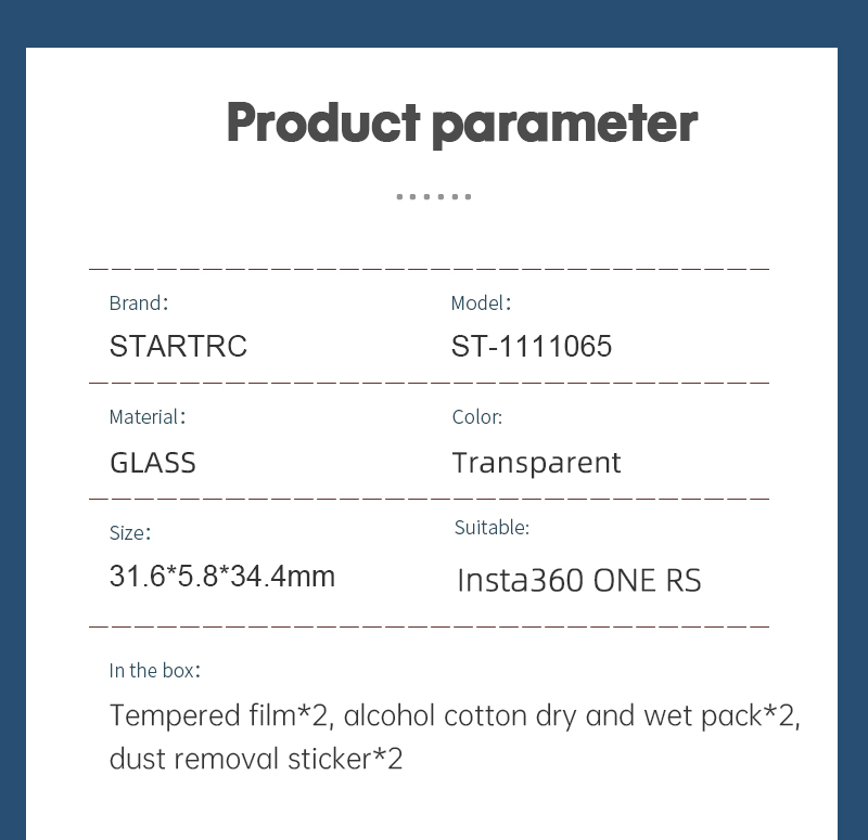 Startrc 1111065 Per Insta360 One RS Panoramica Panoramica 2 Pcs Film Per Protezione Per Protezione a Prova di Esplosione in Vetro