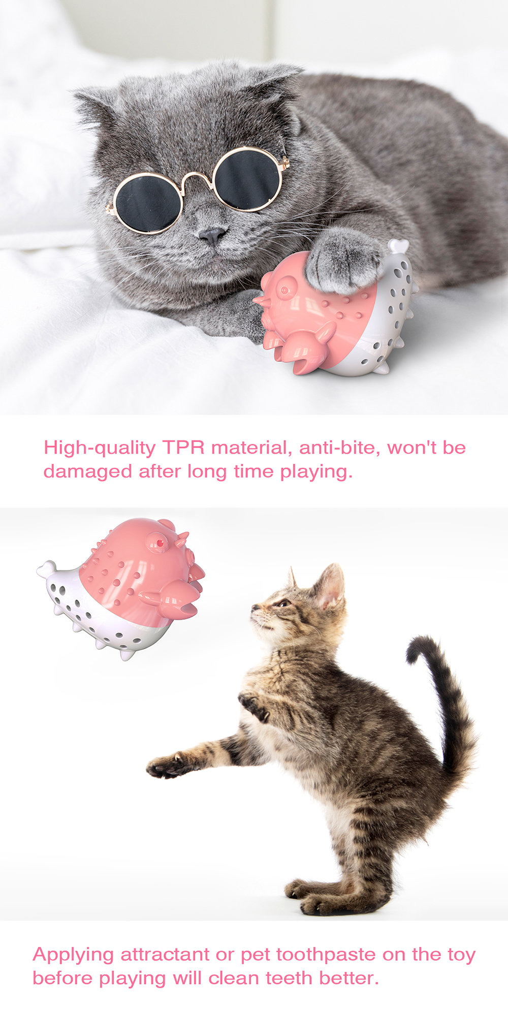 Dog Cat Pet Crayfish Toy Gnawing Tooth Cleaner - Pink-3