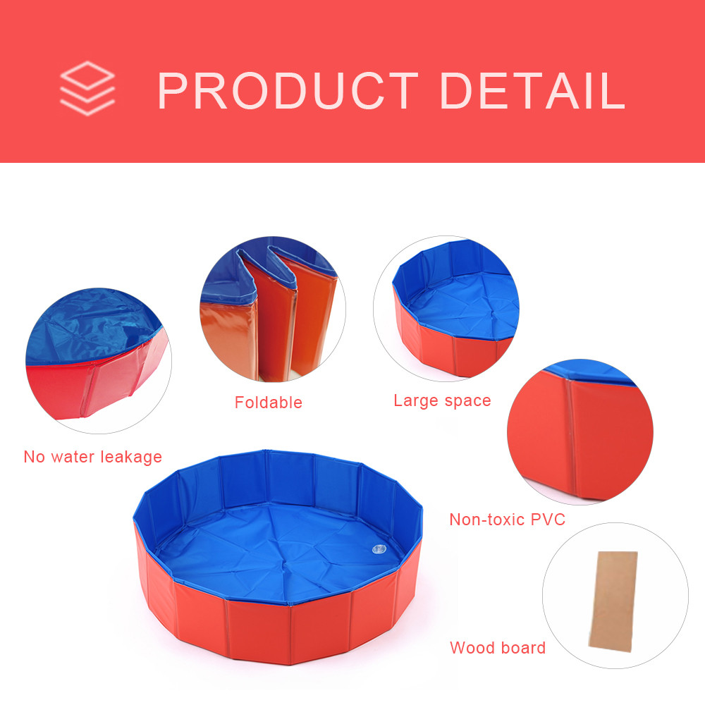 Foldable Pet Bath Tub Dog Pool Outdoor Portable Bathtub Red/80*20cm