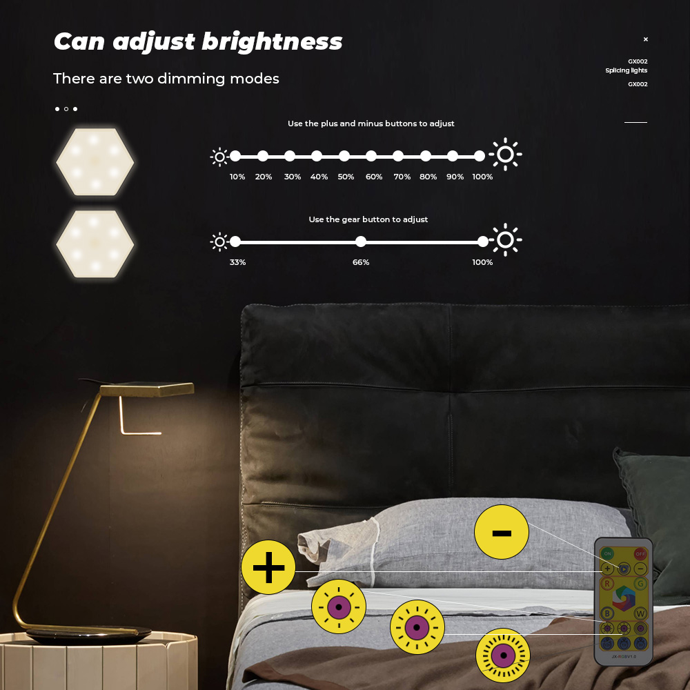 SMATRUL DIY LED Night Light Creative Geometry Assembly Wireless Remote Control Lamp (3 Lamp)-8