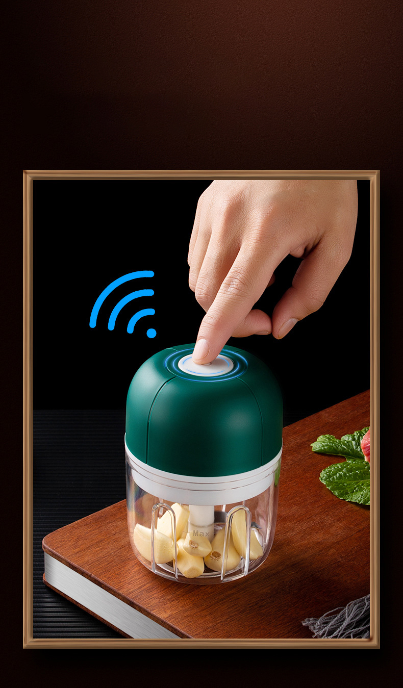 250 ml D'ail Électrique Choppeur USB Charging Cuisine Vegetable Masher Ginger Crusher (BPA Gratuit, Sans Certificat de Fda) - Vert