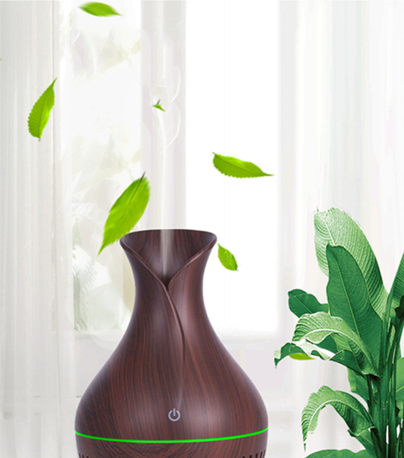 Vaso di Design Cavo Colorato Per Ufficio Luce da Ufficio Aroma Humidifier 130ml - Spina Marrone/eu