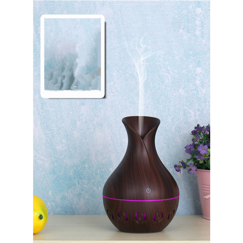 Hohldesign Vase Buntes Nachtlicht Büro Home Aroma Luftbefeuchter 130 ml - Braun/eu -stecker