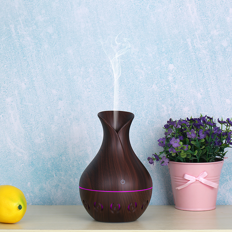 Vase de Design Creux Colorful Night Light Office Home Humidificateur 130 ml - Brown / ue Plug