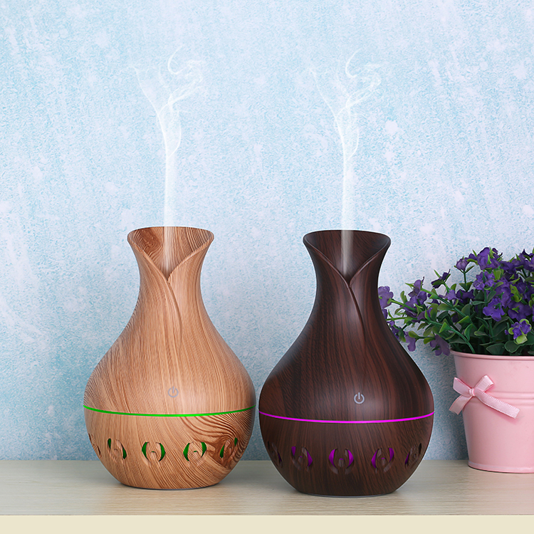 Vaso di Design Cavo Colorato Per Ufficio Luce da Ufficio Aroma Humidifier 130ml - Spina Marrone/eu