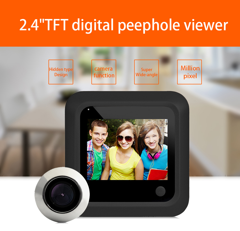 Visor de Puerta Digital de 2.4 Pulgadas Home Home Smart Touletbell Security Door Peephole Cat Eye